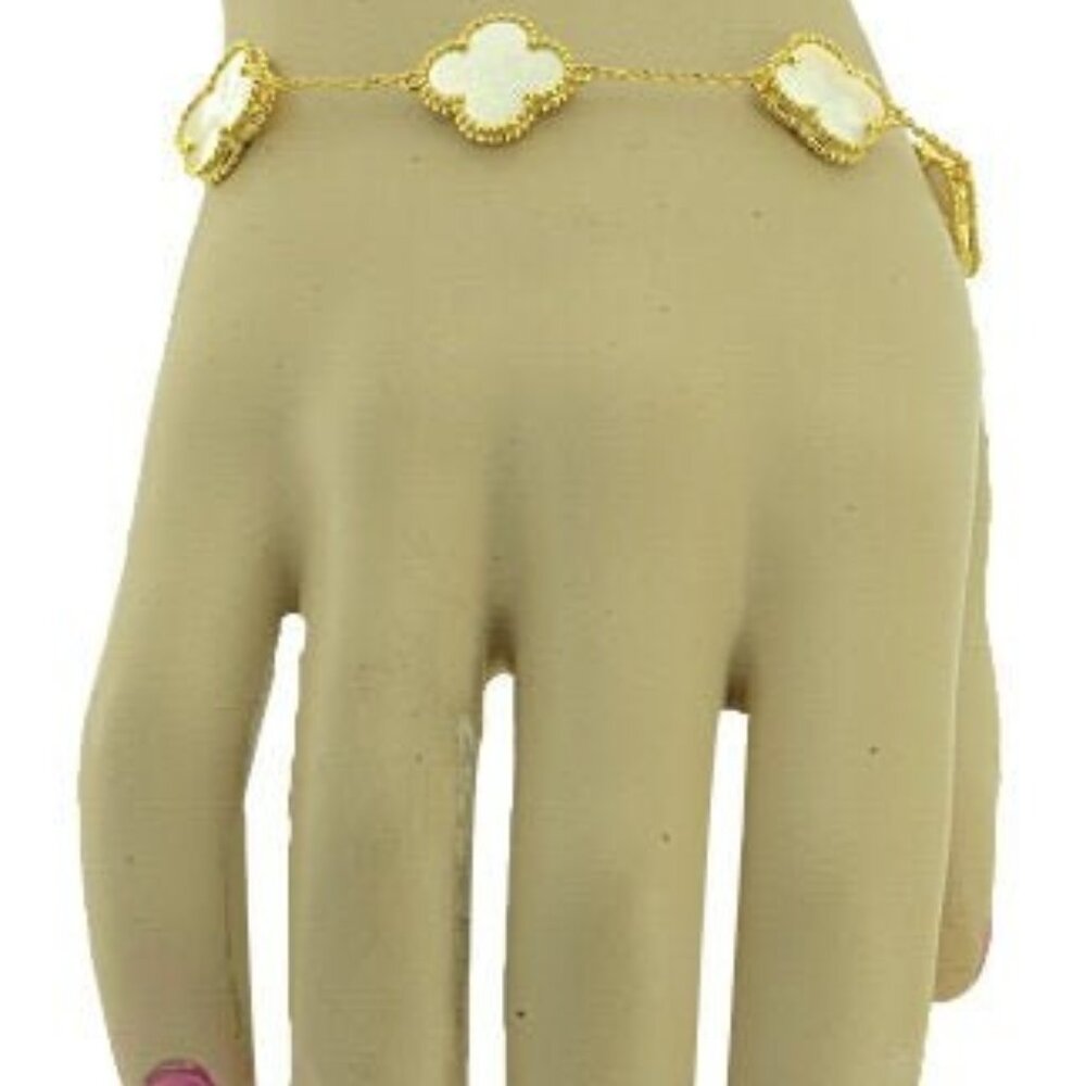 Clover Mother of Pearl Bracelet18k Yellow Gold Plated Sterling Silver 925